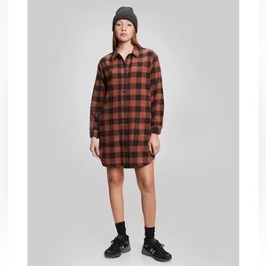 GAP plaid flannel shirt dress brown and black plaid XS